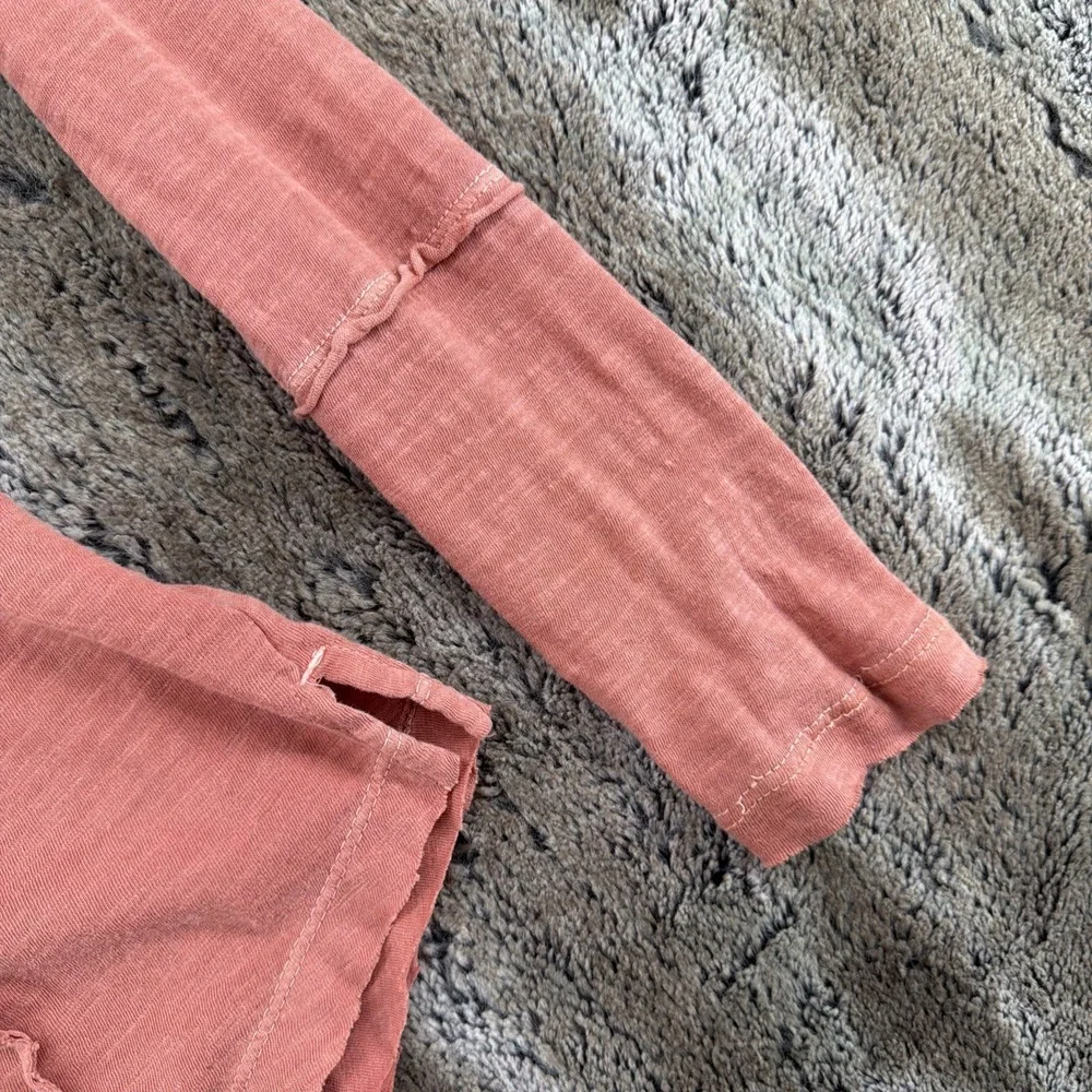 Free People Henley Top Keepsake Crochet Slub Terracotta Pink Small Boho Women's
